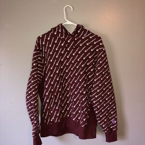Champion Burgundy Hoodie with Logo Design